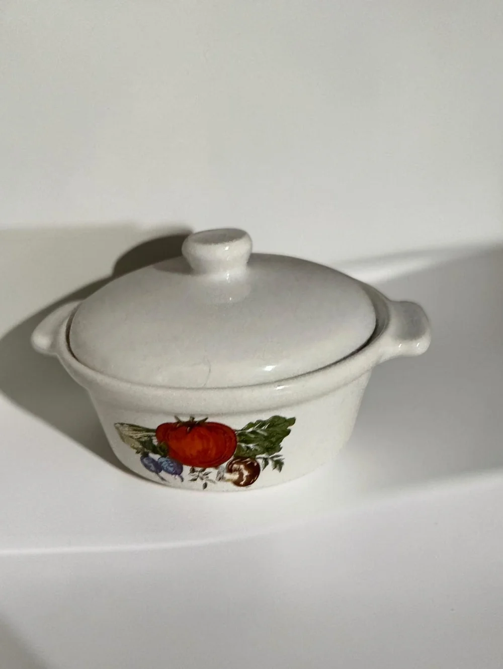 Vintage 1970s Japan Stoneware Individual Casserole Dish with Lid Tomato